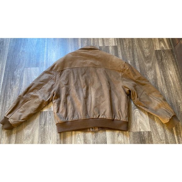 Vintage Global Identity G-lll Mens Leather Bomber Jacket Brown Size XL - Picture 5 of 10
